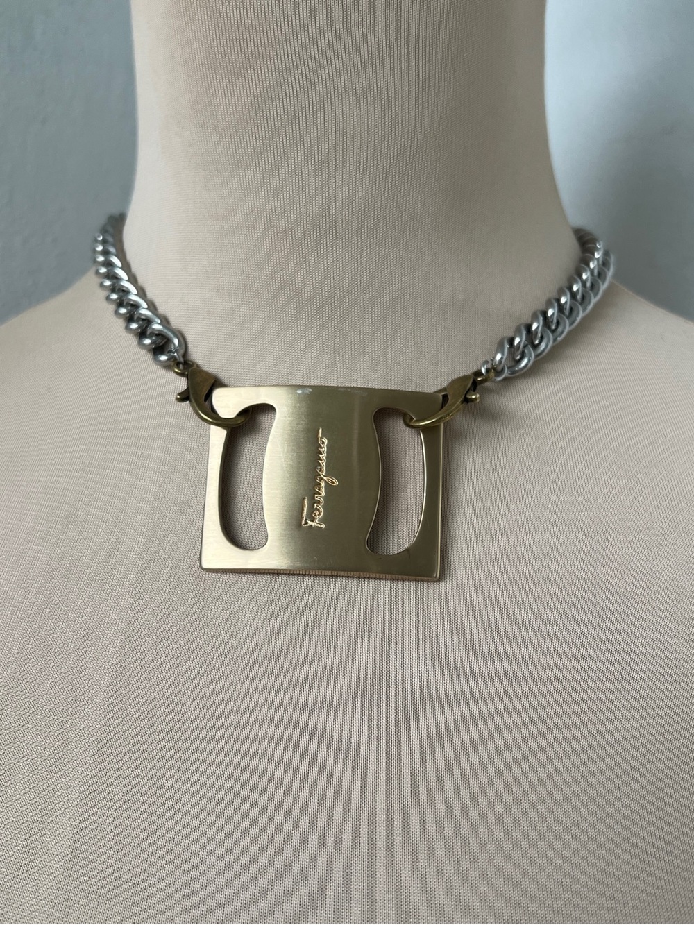 Vintage Ferragamo x Junk You! Rescued Bronze Two-tone Necklace ✨ 15” 16” 17” 18”